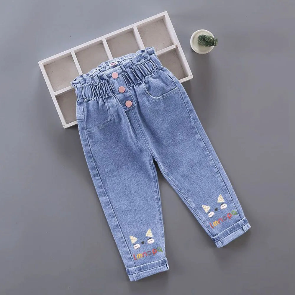 Pantalons pour filles, vêtements pour enfants, jeans pour enfants, pantalons en denim de cow-boy, vêtements de mode printemps-automne, streetwear décontractés, Harajuku