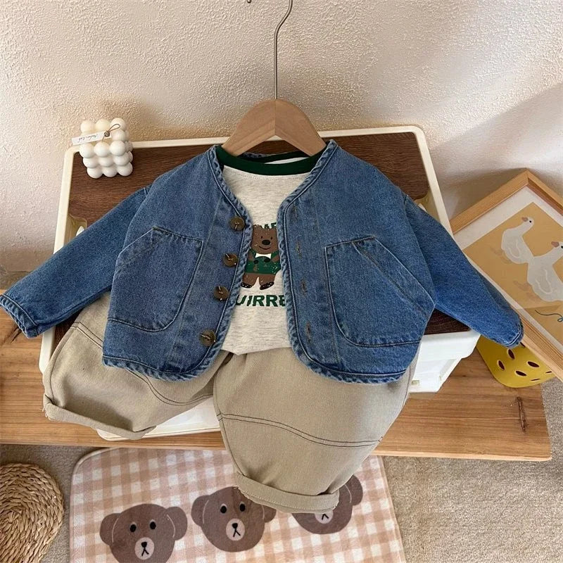 Kids Coats Cowboy New Spring Autumn Fashino Korean Casual Baggy Long Sleeve