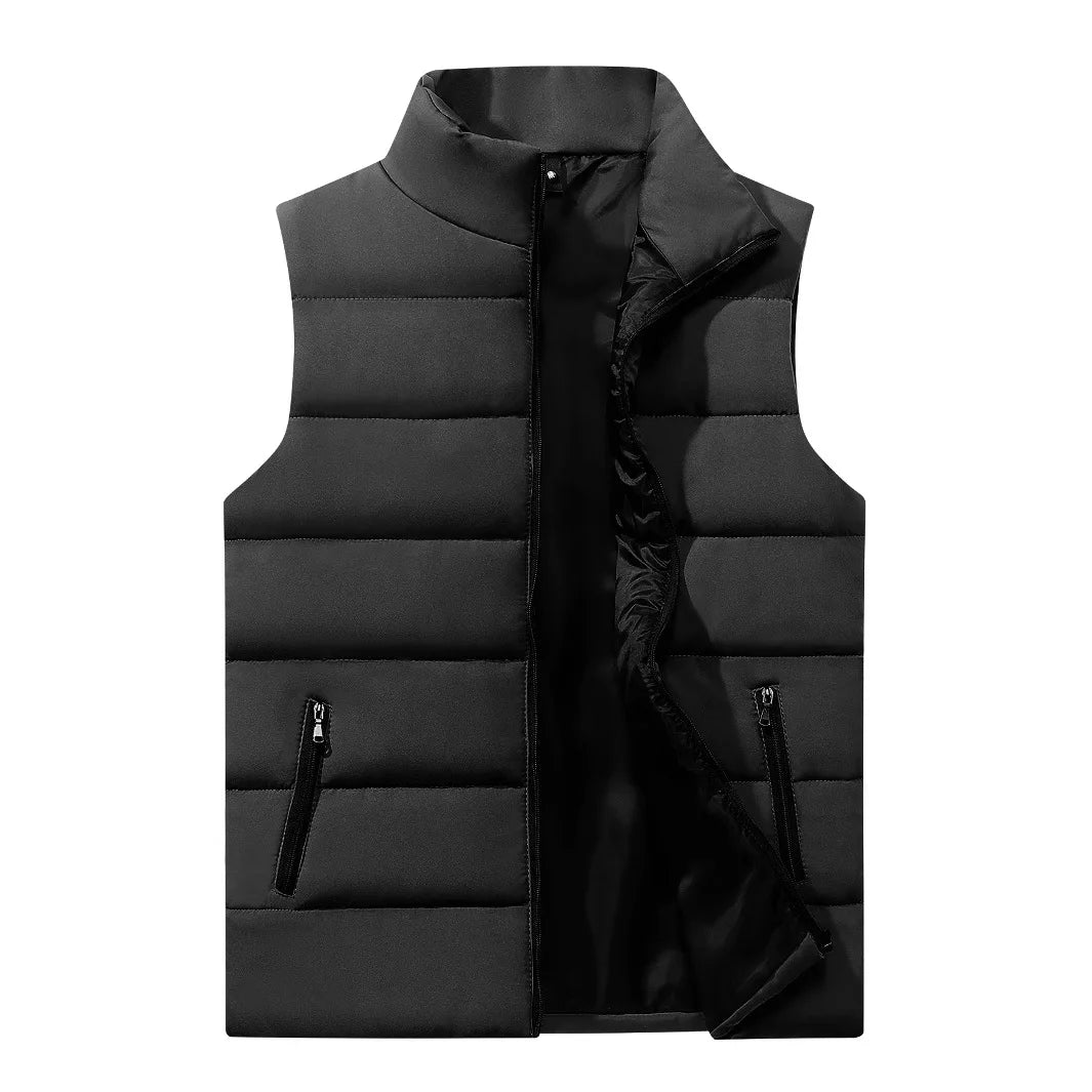 Mens Vest Jacket Warm Sleeveless Jackets Winter Waterproof Zipper Coat Autumn Stand-up Collar Casual Waistcoat Brand Clothing
