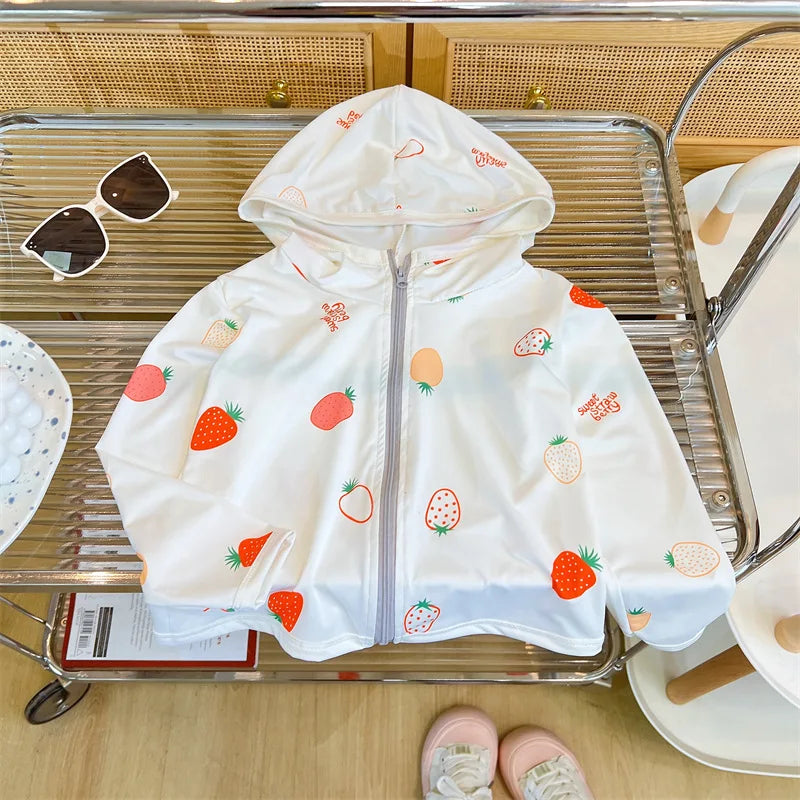 Children's Sunscreen Jackets Summer Breathable Coats for Boys Girls Cartoon Print Kids Windbreakers Toddler Outfits Baby Clothes