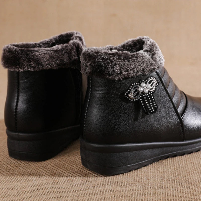 Nuevas botas de invierno para mujer, botines gruesos de felpa para mujer, con cremallera, cómodas botas de nieve para exteriores, zapatos de algodón a la moda, botas De Mujer