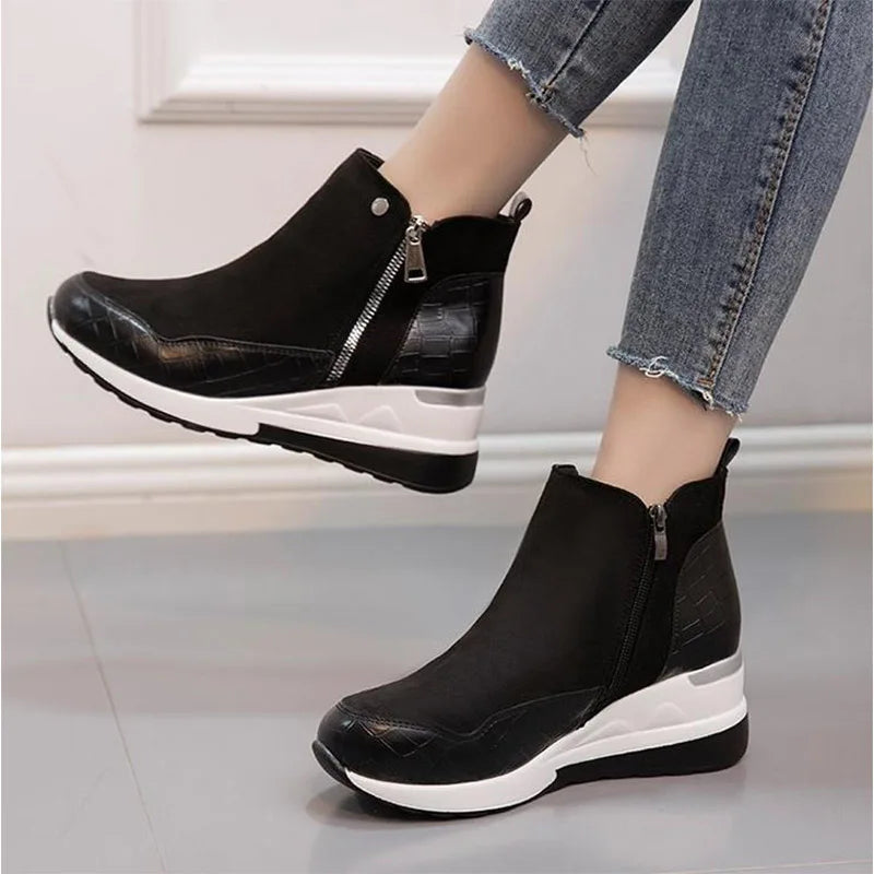 SyfIyno New Women's Fashion Winter Shoes Women's Warm Boots Girls' Platform Snow Shoes Women's Wedge High Heels Large Size 35-43