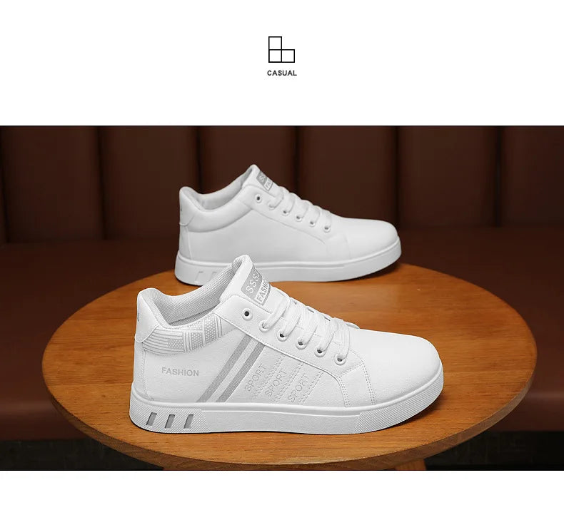 Botas altas para hombre, primavera y otoño, botines blancos transpirables, informales, con plataforma, nuevas