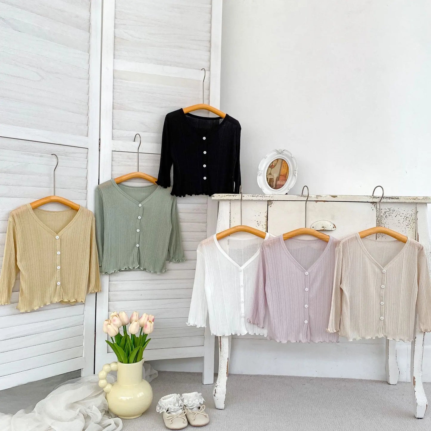 Summer Kids Girls Coat Sun Protection Solid Color Light Thin Children Girls Jacket Breathable Air-condition Ear Edge Cardigan