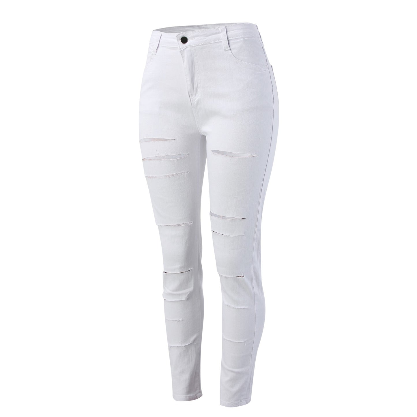 Pantalones vaqueros rotos para mujer, pantalones pitillo Y2K ajustados, leggings con agujeros, cintura alta, holgados e informales, cómodos.