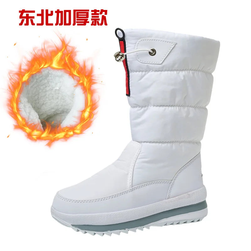 Women Winter Boots Platform Snow Boots Waterproof Non-slip Thick Plush Warm Mid-calf Boots for Women Winter Shoes