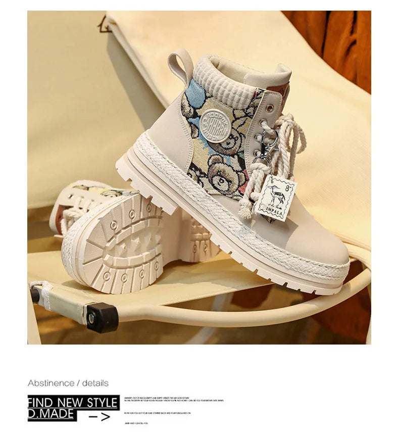 Luxury Winter Men's Platform Boots Vintage Designer Ankle Boots Outdoor Lightweight Non-slip Hiking Boots Chaussure Hommes