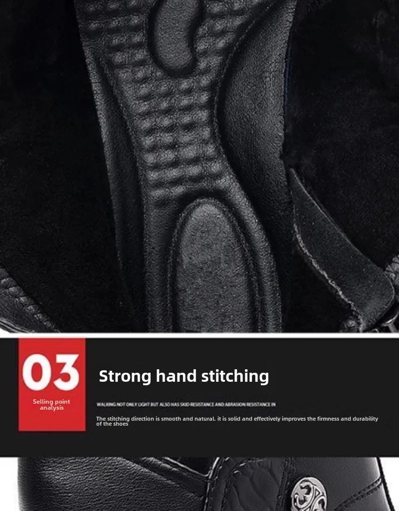 Botas de lujo para hombre, botas de plataforma altas de moda, botas clásicas de cuero para uso casual de negocios, botas de invierno de algodón cálido y afelpado para hombre