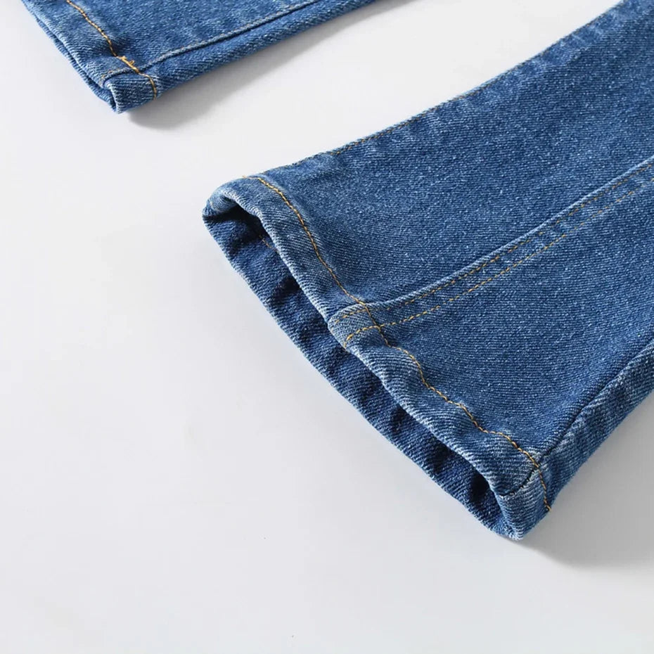 Pantalones vaqueros de color liso para niñas, estilo casual, para primavera y otoño, de 1 a 6 años.