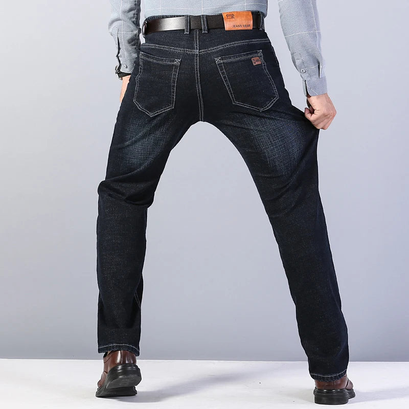 2022 Cotton Men's Jeans Denim Pants Brand Classic Clothes Overalls Straight Trousers for Men Black