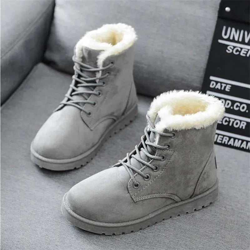 New Fashion Women Boots Winter Snow Boots Female Boots Warm Lace Flat with Women Shoes Tide Shoes Hot Sale 35-40