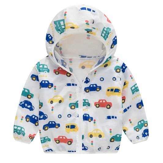 New Boys Sun Protective Jacket Thin Style Spring Summer Little Princess Coat Hooded Zipper Baby Outerwear Children's Clothing