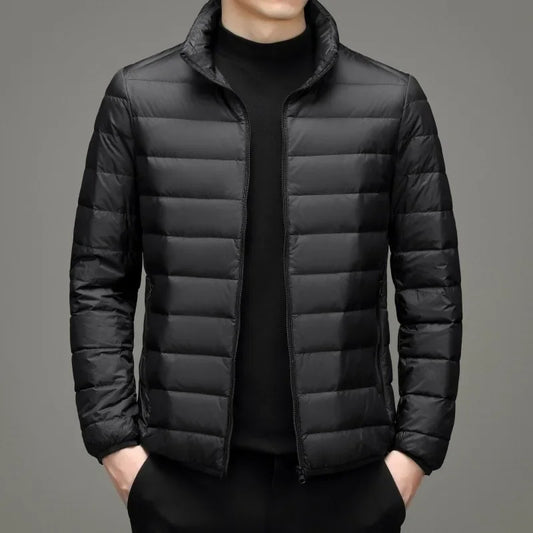 Thin Fleece-lined Cotton Coat For Men Casual Style Cropped Jacket Korean Winter Fashion Jacket For Middle-aged Elderly