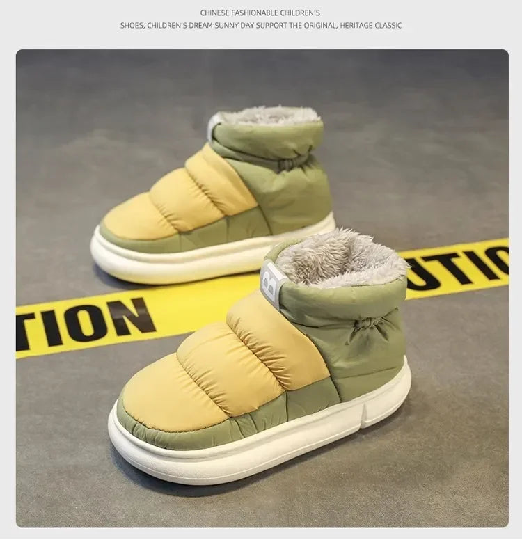 Bottes de neige pour hommes et femmes, chaussures d'hiver confortables et épaisses en coton, imperméables et antidérapantes, chaussures plates décontractées pour l'extérieur