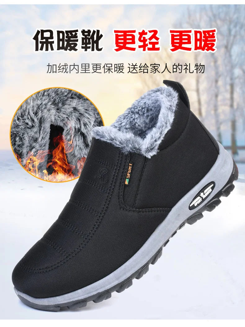 Winter Snow Boots Men Casual Slip on Ankle Boots Warm Fur Comfortable Sneakers Non-slip Botas Men Shoes Zapatos Hombre2024
