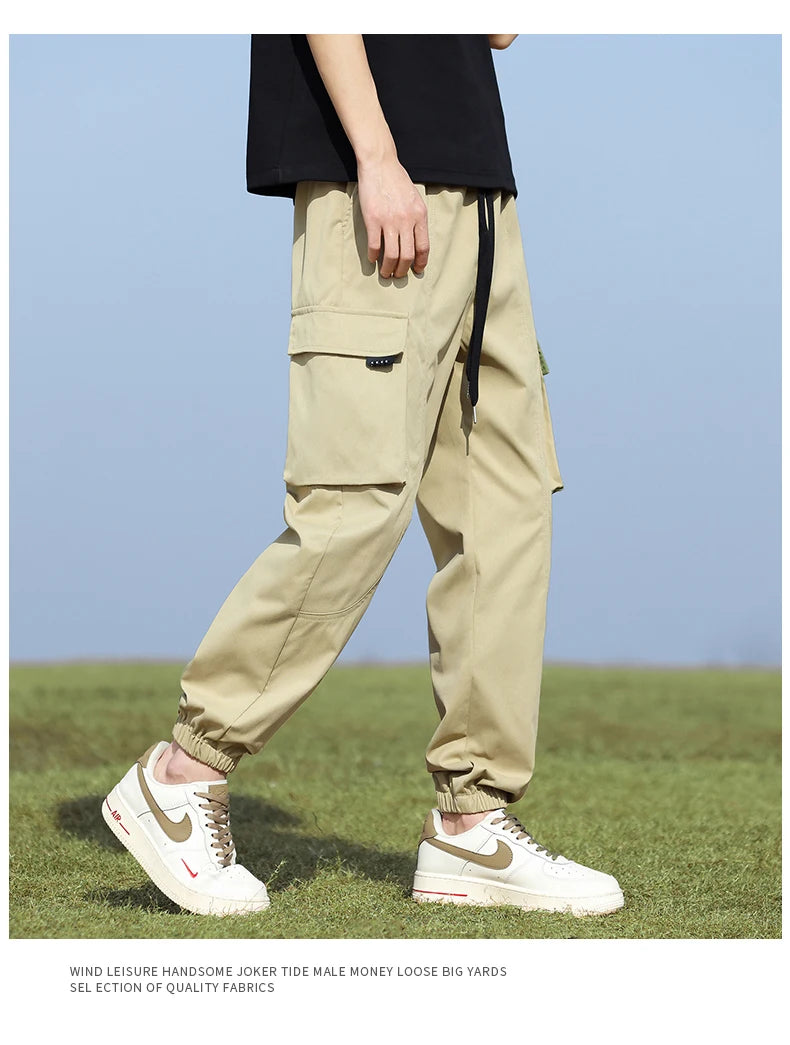 Youth Fashion Trend High-quality Outdoor Sports Leisure Workwear Long Pants Comfortable Breathable Leg Tied Straight Leg Pants