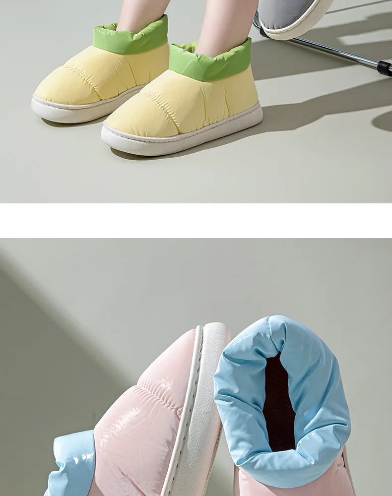 Women's High-End down Fabric Short Boots, Winter Thick-Soled Outdoor Wear, Student Fashion, Couple Indoor Warm, Waterproof, Non-Slip, Thickened