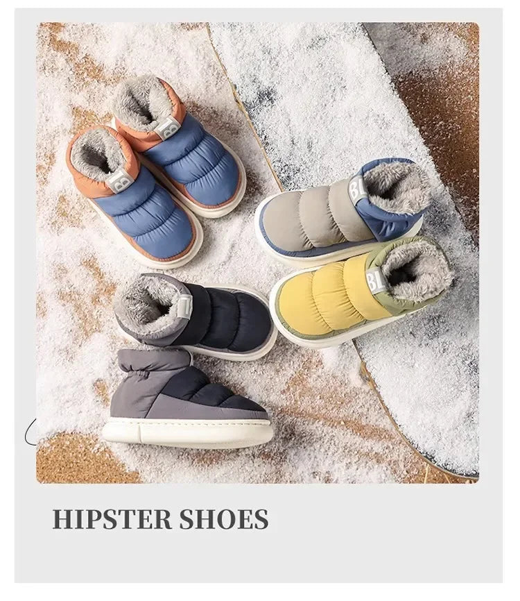 Bottes de neige pour hommes et femmes, chaussures d'hiver confortables et épaisses en coton, imperméables et antidérapantes, chaussures plates décontractées pour l'extérieur