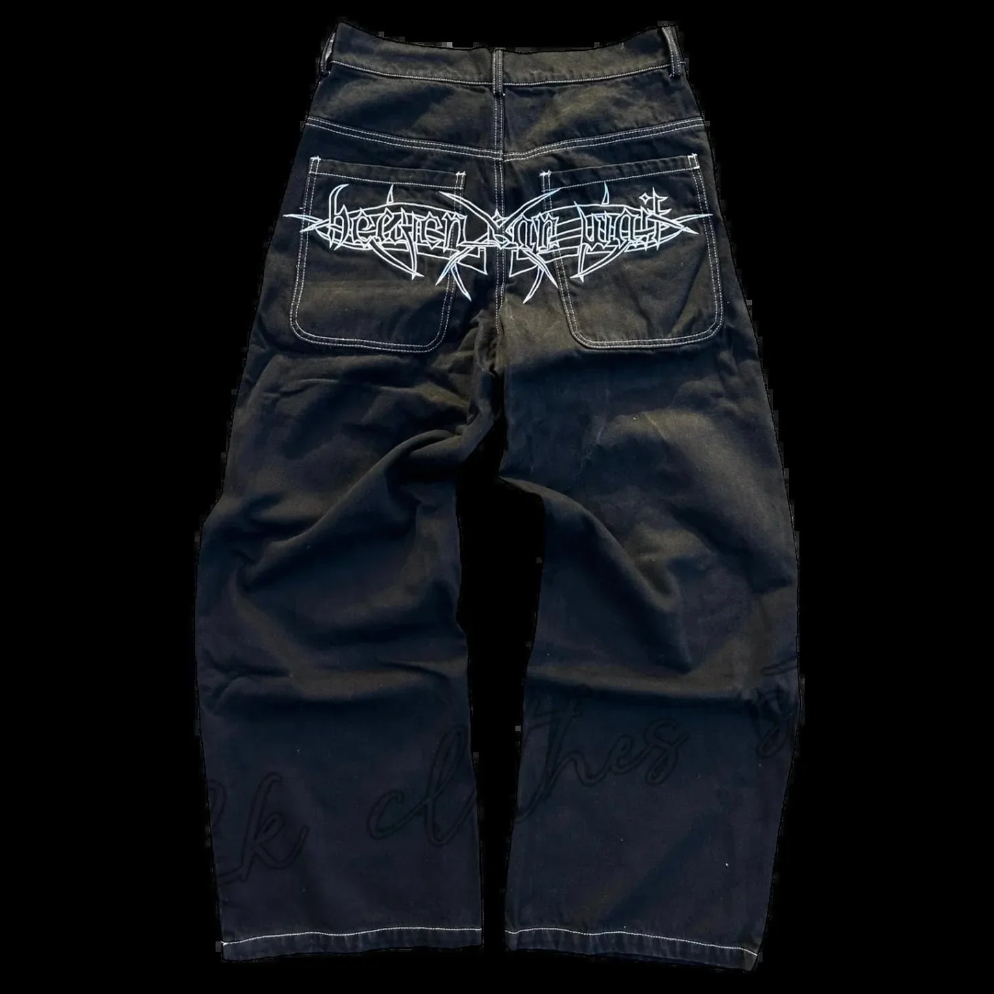 Nuevos vaqueros holgados casuales de pierna ancha para hombre, vaqueros con estampado retro de hip hop, tendencia de moda, vaqueros negros de cintura alta Y2k, ropa para hombre 2023