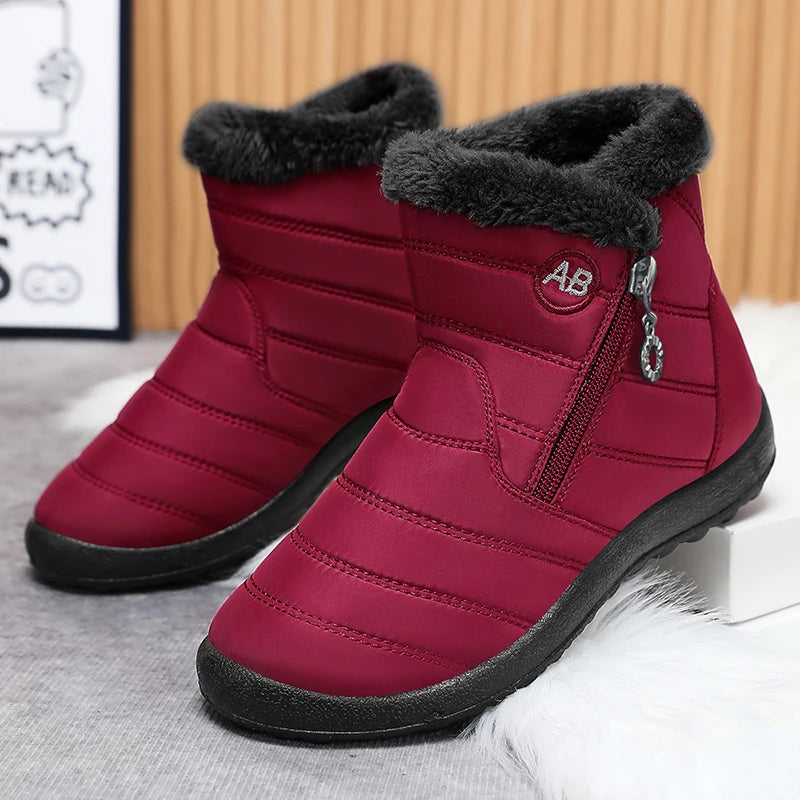 Snow Women Boots Comfortable Women's Boots Waterproof Women Shoes Zipper Shoes Woman Soft Fur Women's Winter Boots Botas Mujer