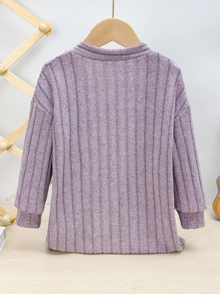 Girls Solid Color Casual Outing Knitted Cardigan Children's Spring and Autumn Simple Versatile Jacket