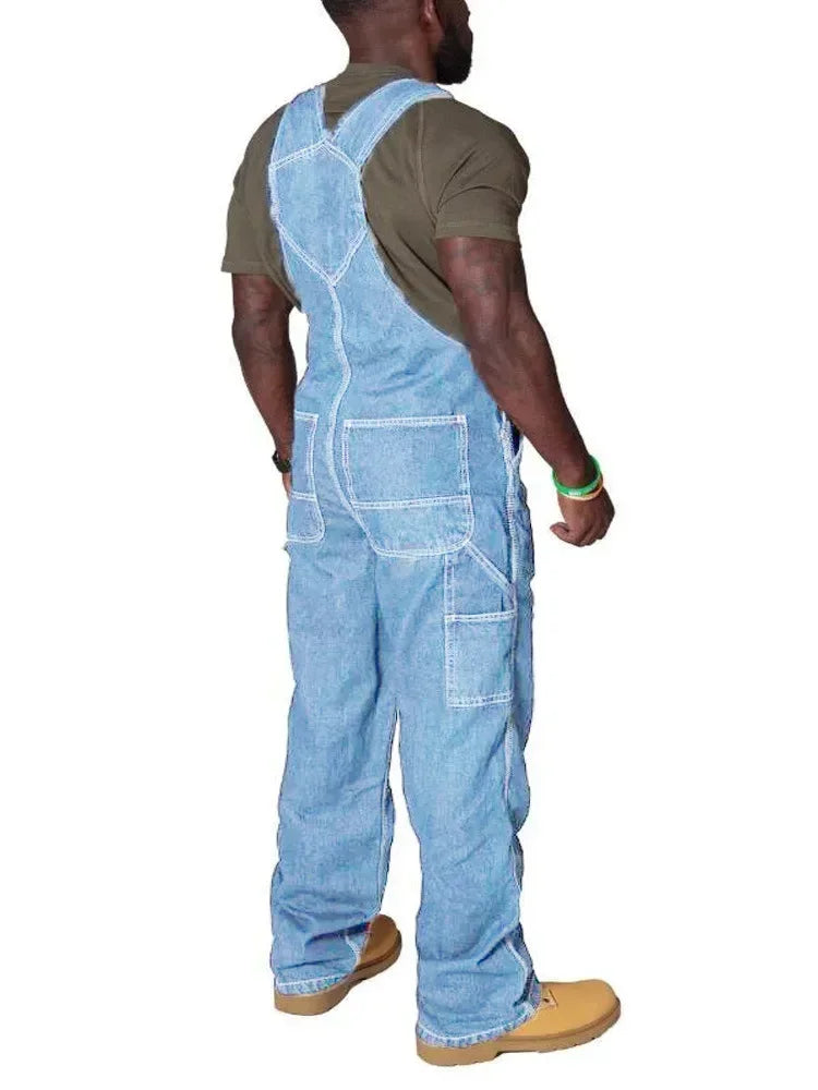 Men's Cargo Trousers Solid Jeans Overalls for Men Fashion Denim Jumpsuits Oversized Pants Men Clothing Full Length Tracksuit