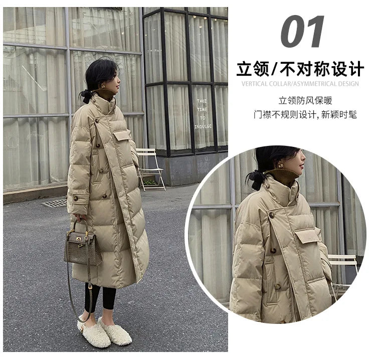 Thick Cotton-padded Jacket Winter Loose Stand Collar Women Coat Cotton Padded Jackets Warm Parka Women Casual Big Pocket Outwear