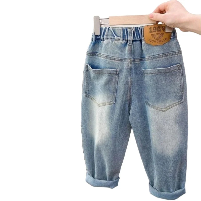 Boys Girl Hole Jeans Pants Excellent Quality Cotton New Casual Children Trousers Baby Toddler Comfortable Kids Clothes Children