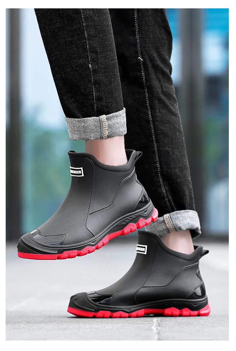 Botas de lluvia para hombre, ideales para primavera y otoño. Botas de goma resistentes e impermeables. Botas de lluvia de invierno con forro polar para hombre. Tallas grandes. Calzado de protección laboral.
