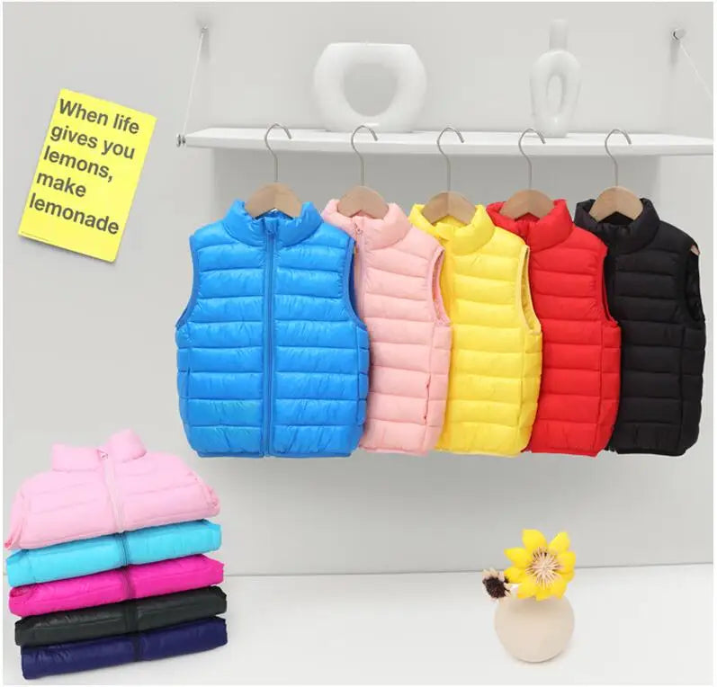 Boys' Down Vest Winter Light Jacket Casual Stand Collar Waistcoat Children Fashion Korea Coat Autumn Clothes For Girls Vests
