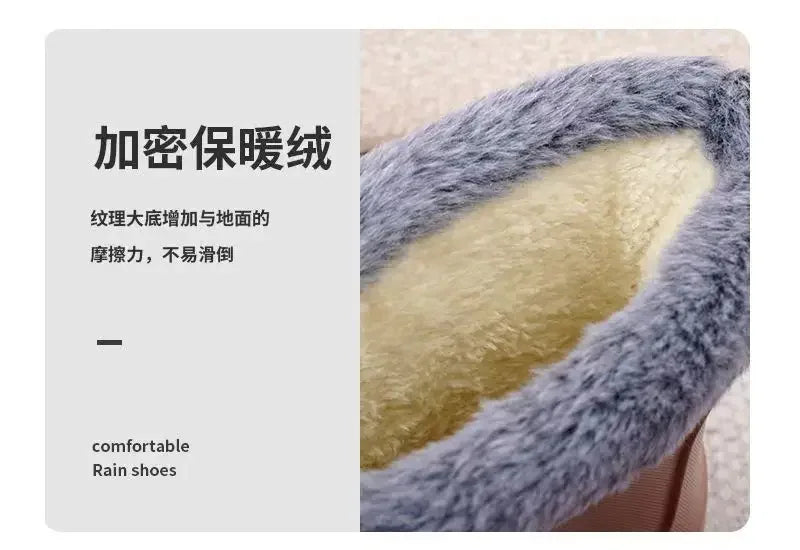 New High Top Waterproof Cotton Shoes for Women Plus Velvet Warm Waterproof Cotton Boots Rain Boots Botas Altas Plataforma Mujer