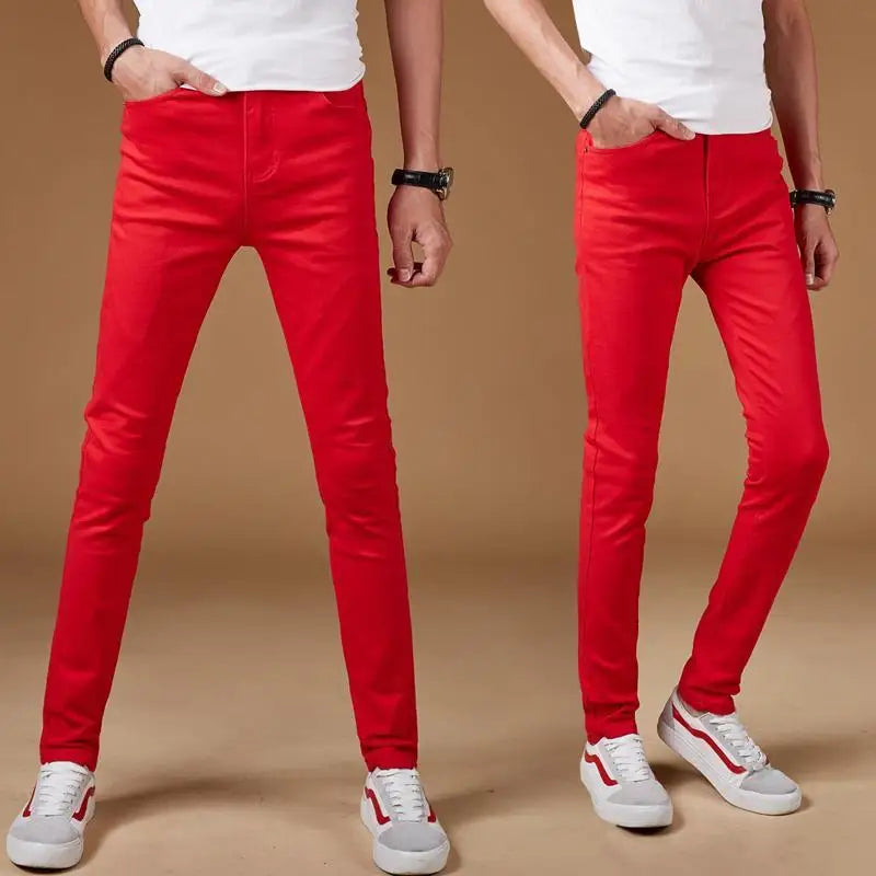 Summer Blue Comfortable Stylish Classic Designer Men's Slim Jeans Luxury Brand Korean Fashion Student Cowboy Soild Denim Pants