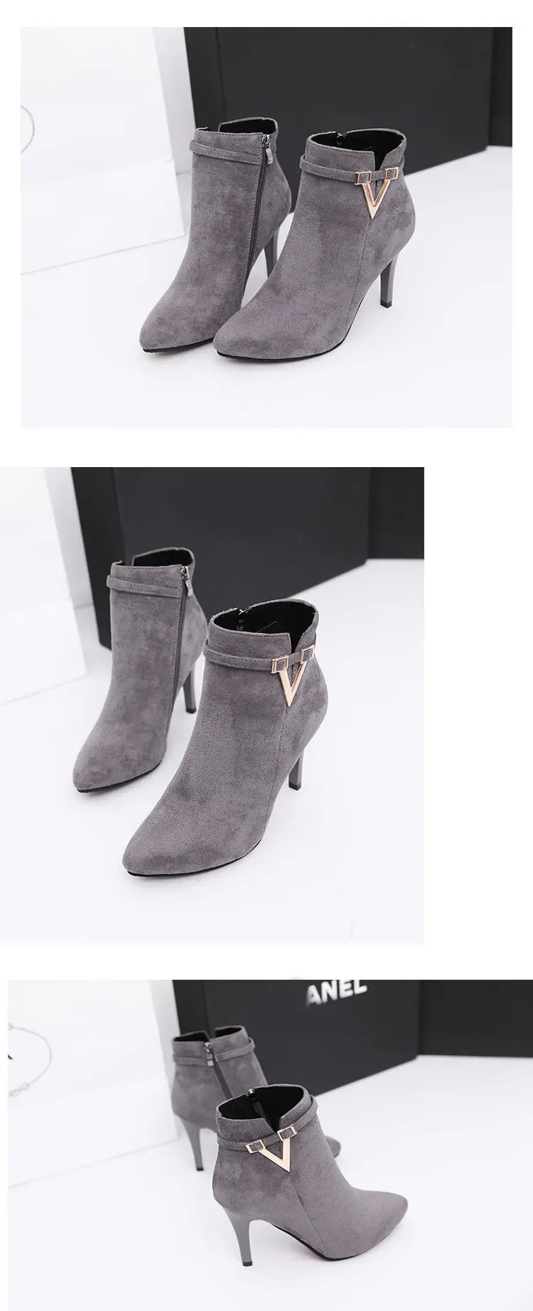 Botas de tacón fino de aguja con punta puntiaguda de piel sintética con cremallera, sexys, hasta el tobillo, para mujer, tacones altos rojos de 9 cm, para primavera y otoño, talla 40