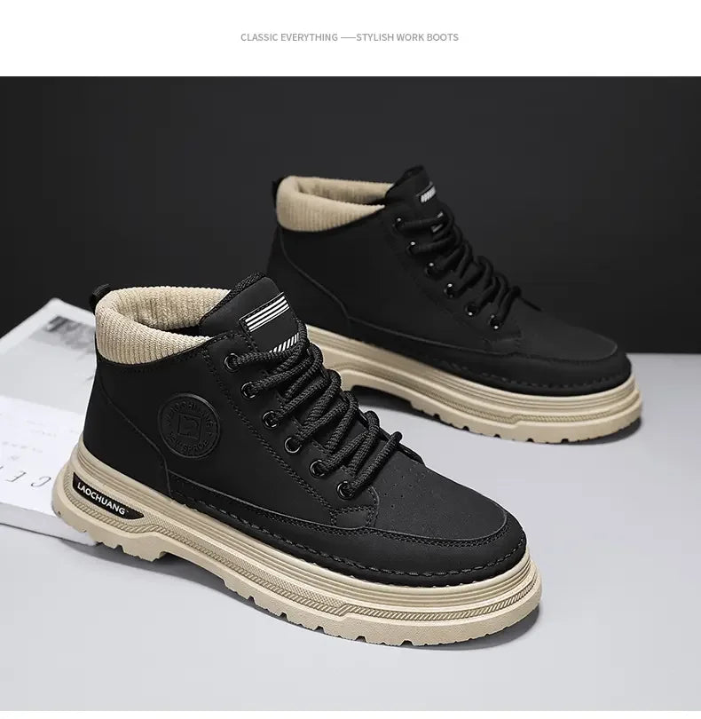 Botas vaqueras para hombre, versátiles, de caña alta, deportivas, informales, para entrenamiento, de moda para exteriores, resistentes al desgaste, para correr, botas de motociclista