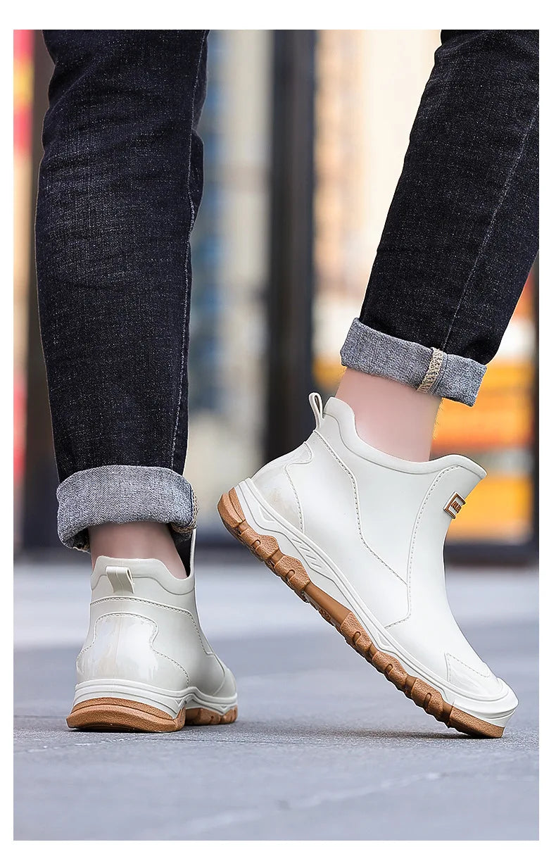 Botas de lluvia para hombre, ideales para primavera y otoño. Botas de goma resistentes e impermeables. Botas de lluvia de invierno con forro polar para hombre. Tallas grandes. Calzado de protección laboral.