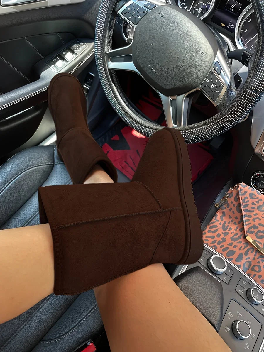 Comfortable Solid Color Medium Top Snow Boots Versatile Non-slip Winter Warm Outdoor Boots