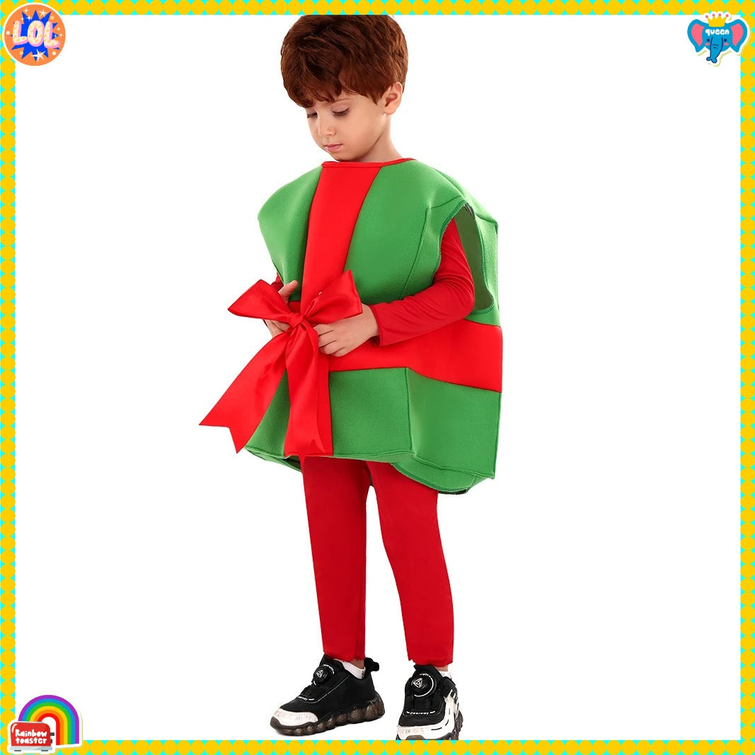 Children's Christmas Performance Costumes: Santa Claus & Gift Box Styles for Holiday Parties & Shows