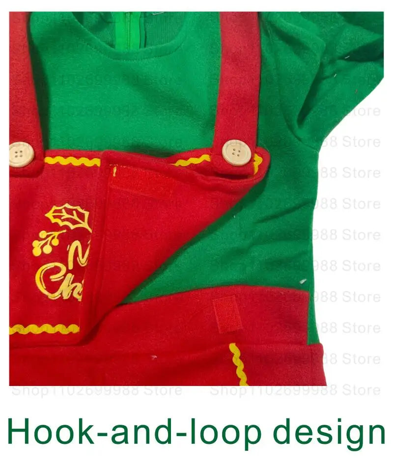 2025 Christmas Boys Cute Green Elf Costume New Year Family Party Festival Fancy Santa Claus Cosplay Outfit Set for Men Women