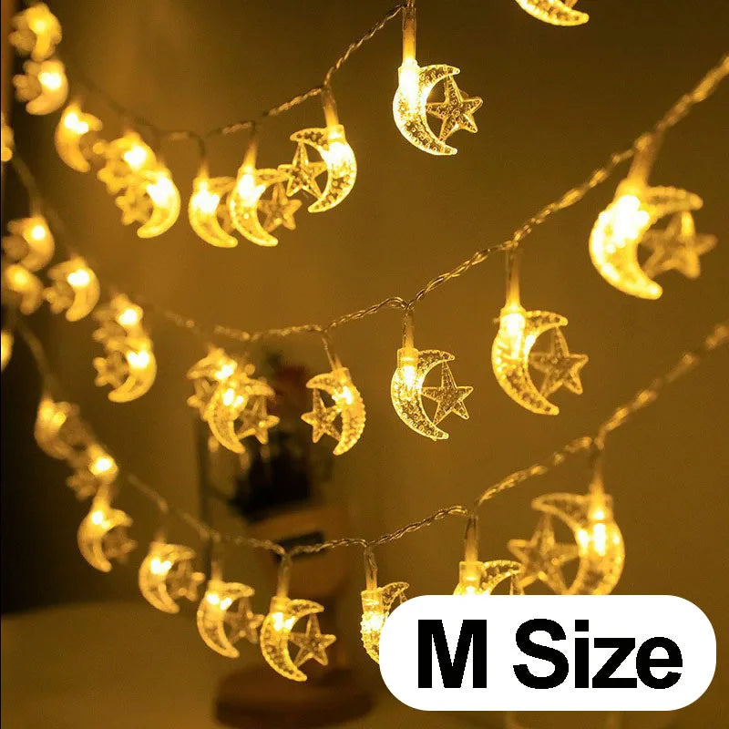 Guirnalda de luces navideñas de 1 a 10 metros con forma de copos de nieve, estrellas y lunas, ideal para fiestas navideñas, decoración del árbol, jardín y hogar.