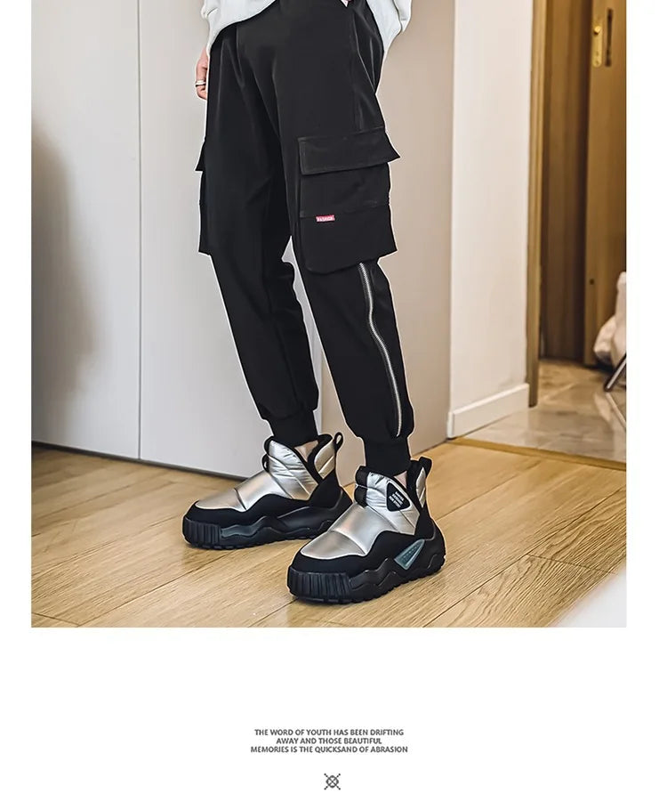 Winter men's thick-soled high-top cold-resistant snow boots, piled and thickened warm cotton shoes, non-slip men's boots