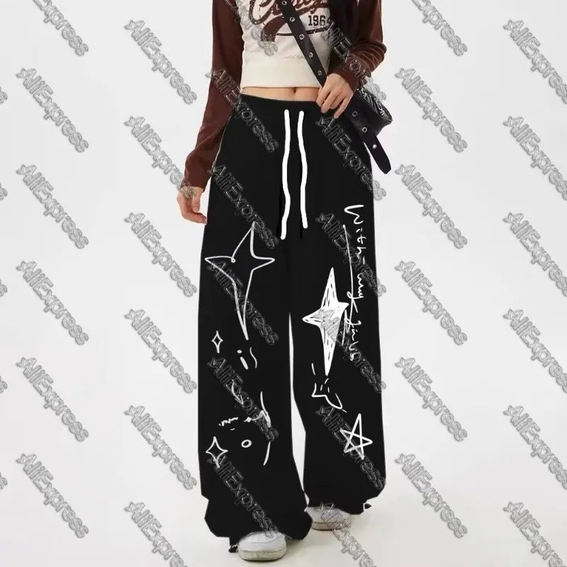 Pantalones holgados de estilo callejero para mujer, estilo hip hop, baile, jazz, informales, de pierna ancha, para modelos femeninas. Comercio electrónico transfronterizo.