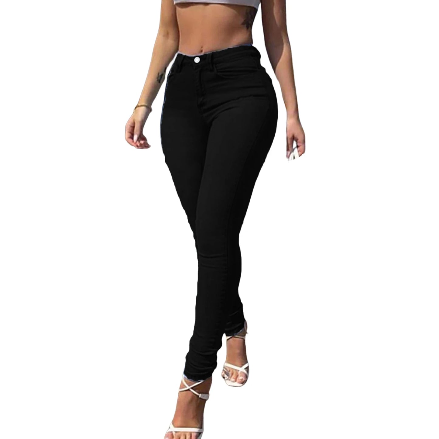 Pantalones vaqueros de cintura alta para mujer, ajustados, informales, de oficina, con realce de glúteos, elásticos, para primavera y verano 2024