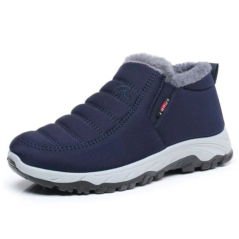 Botas de hombre, botas de nieve cálidas, moda de invierno, zapatos casuales de felpa de algodón, punta redonda, botines de pareja, botines cortos de plataforma sin cordones