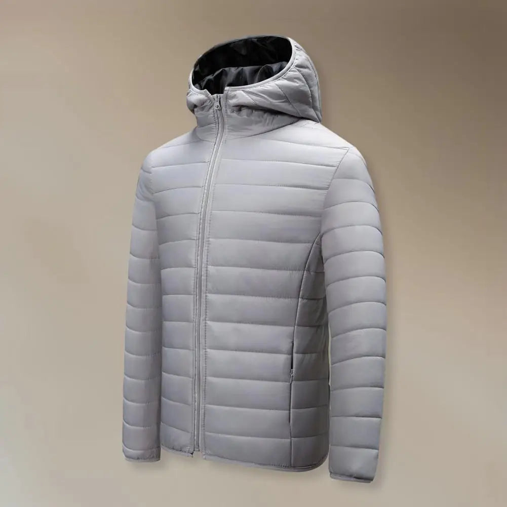 Winter Men Coat Hooded Cotton Padded Warm Windproof Parka Cotton-padded Zipper Closure Lightweight Male Down Coat Sports Clothes