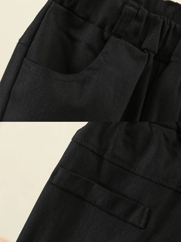Pantalons pour enfants garçons mode décontractée, pantalon de costume slim noir