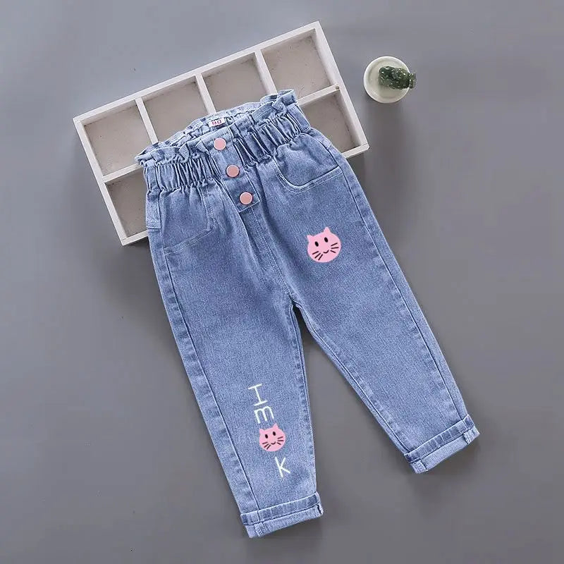 Pantalons pour filles, vêtements pour enfants, jeans pour enfants, pantalons en denim de cow-boy, vêtements de mode printemps-automne, streetwear décontractés, Harajuku