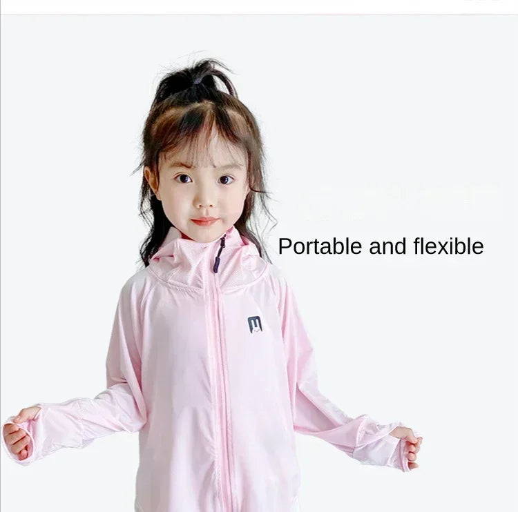 Children's Outdoor Ice Silk Sunscreen Jacket UV Resistant Children's Summer Cycling Sunscreen Jacket Children's Clothing