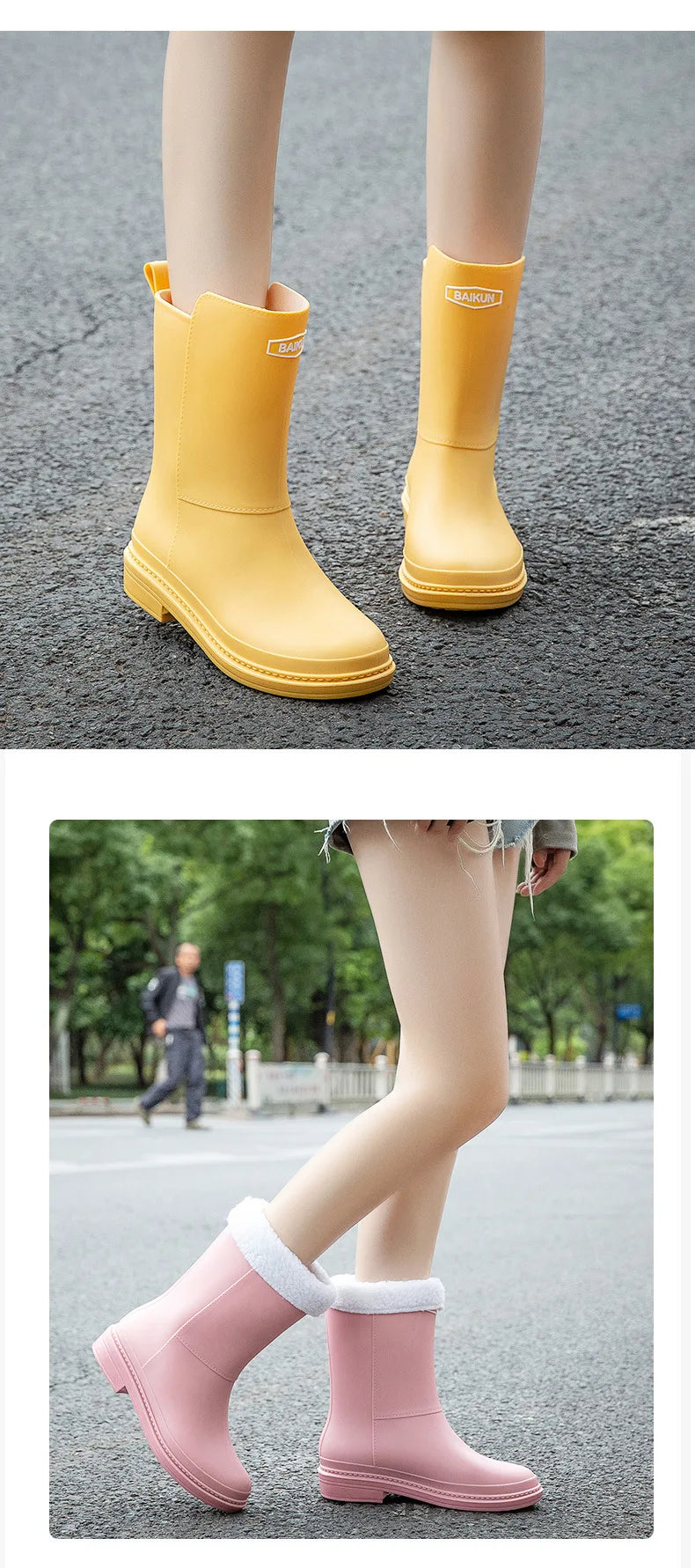 Rubber Women Rain Boots PVC Waterproof Women Shoes Non-Slip Women Water Shoes Outdoor Women Boots Zapatos Impermeable Mujer
