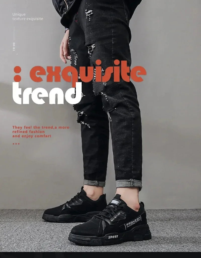 Zapatillas altas de plataforma para hombre - Botines de invierno con cordones, antideslizantes y cómodos, ideales para el trabajo. Tallas 39-44.