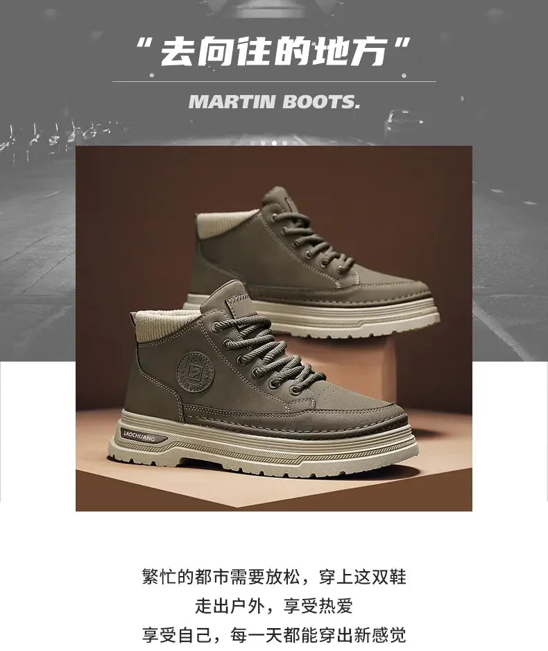 Botas vaqueras para hombre, versátiles, de caña alta, deportivas, informales, para entrenamiento, de moda para exteriores, resistentes al desgaste, para correr, botas de motociclista